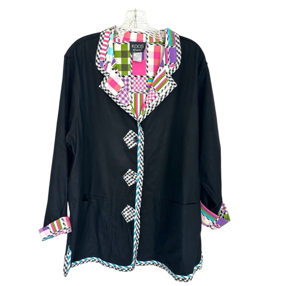 KOOS Of Course Reversible Patchwork Art Jacket Blazer | Plus Size 1X